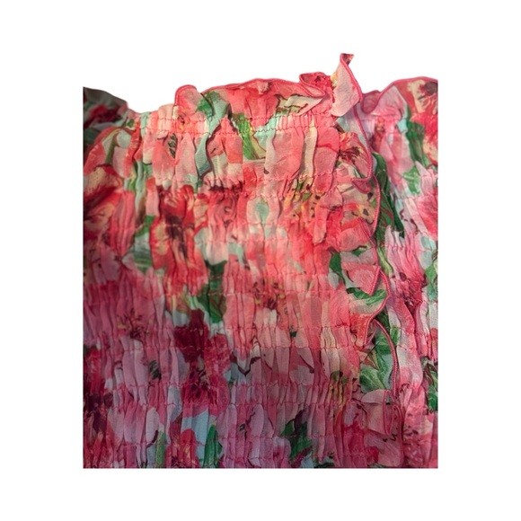 Zara Womens Pink Floral Shirred
Smocked Crop Top  Size XSmall - Picture 4 of 4
